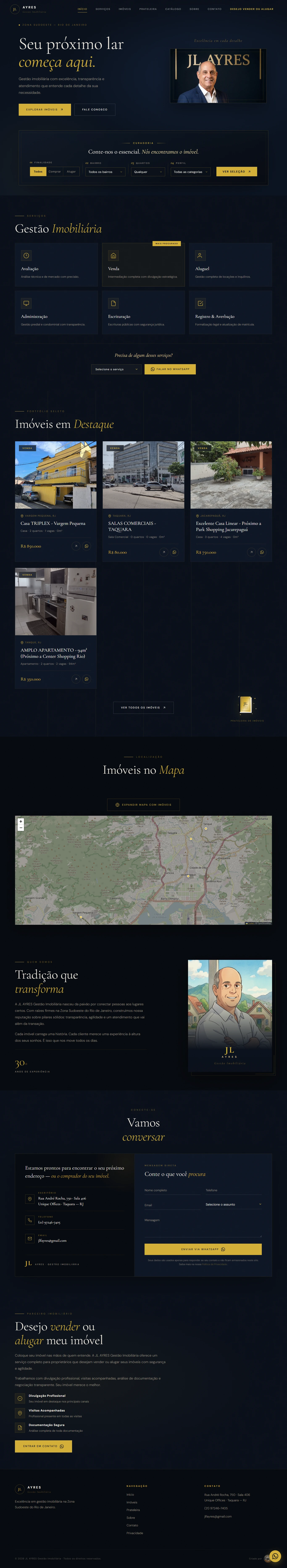 Site da JL Ayres Gestão Imobiliária, feito pela WebForge