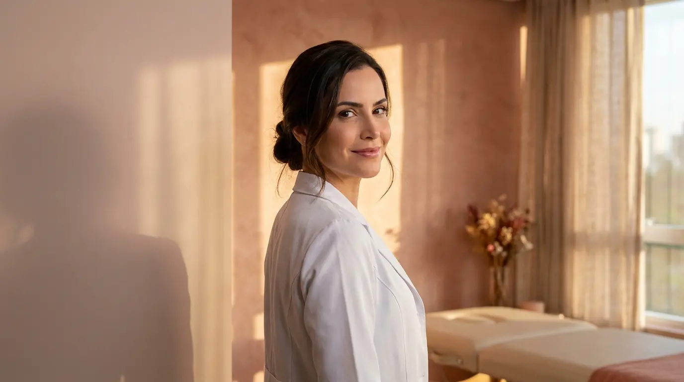 Médica esteta em uma sala de tratamento
